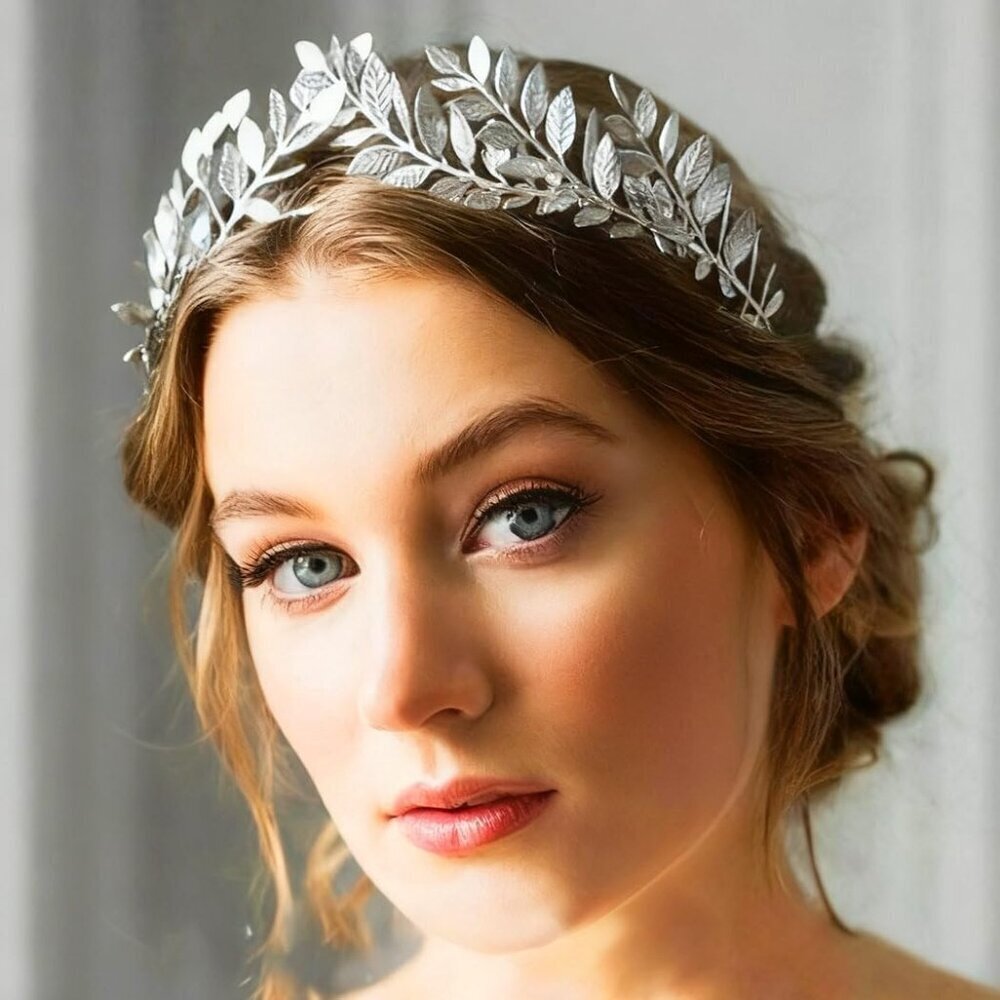 Gold Leaf Greek Goddess Headband Alloy Bridal Crown for Women Weddings